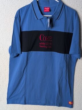 Vintage Coca Cola 1980’s Rugby Polo Shirt Blue/Navy -  XL - Short Sleeve